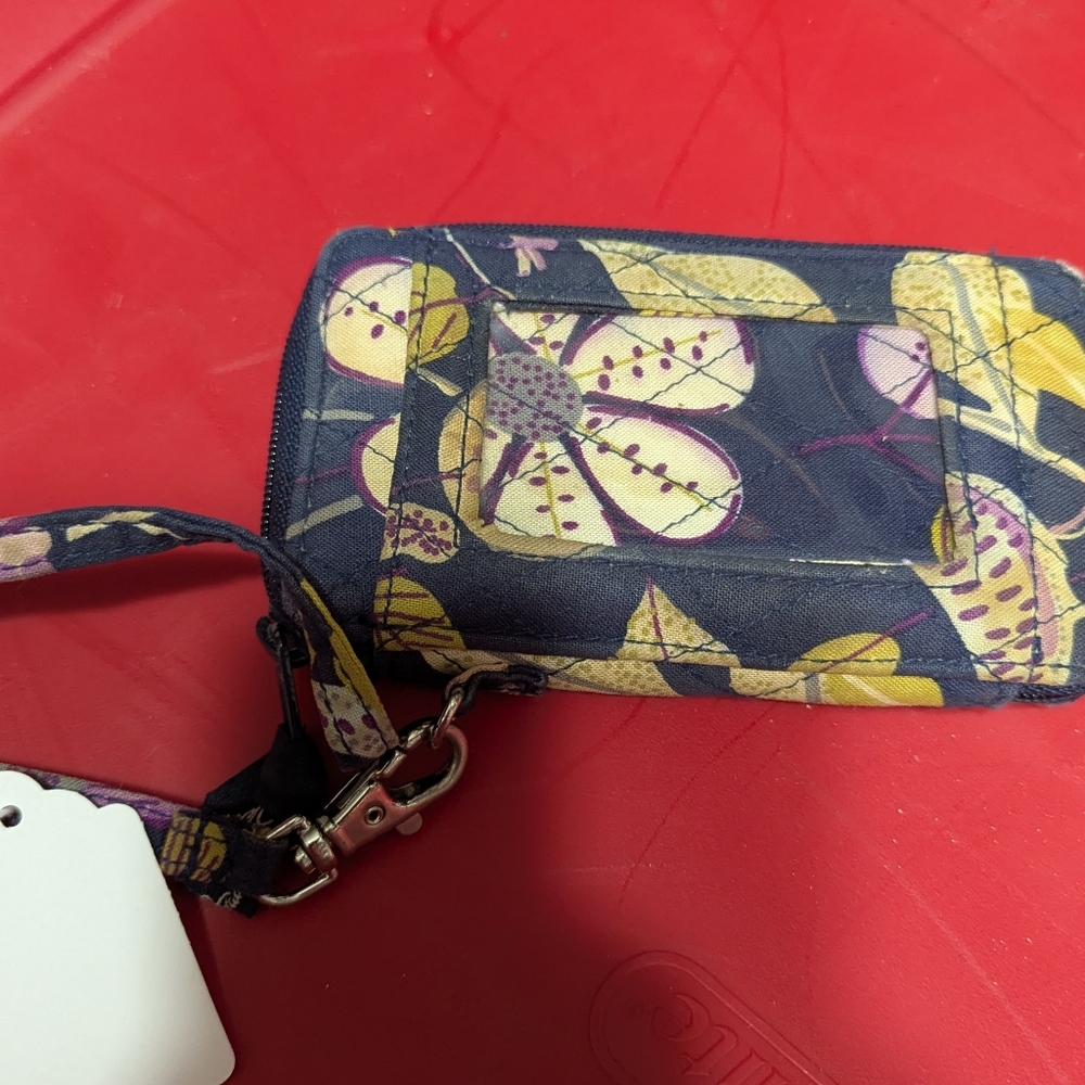 Vera Bradley Quilted Floral Zip ID Case Wallet Coin Purse Keychai